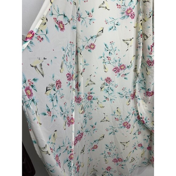 TORRID Women Ivory Pink Green Floral Birds‎ Short Sleeve Cardigan Dress Size 2/3 - Picture 3 of 9
